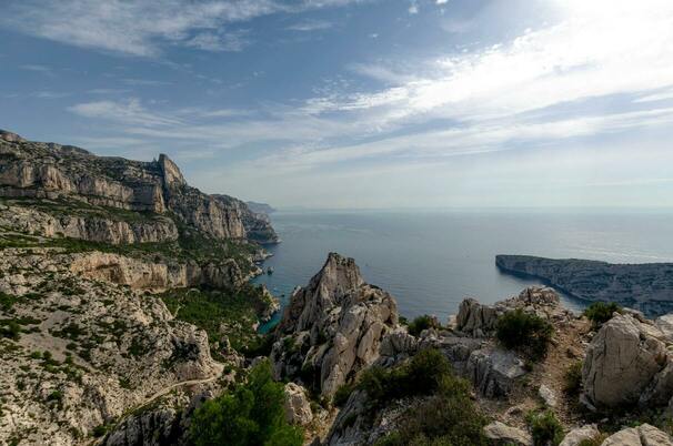 les falaises verdoyantes du parc national des Calanques